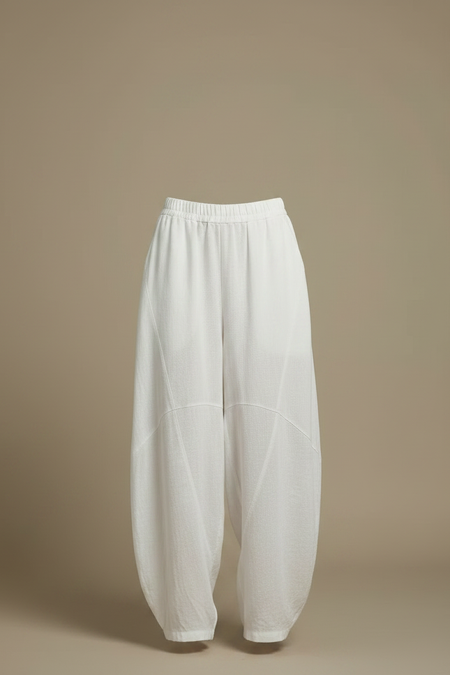 Pantalon Chinois Blanc Ample Lin Fluide Vintage - vue 3