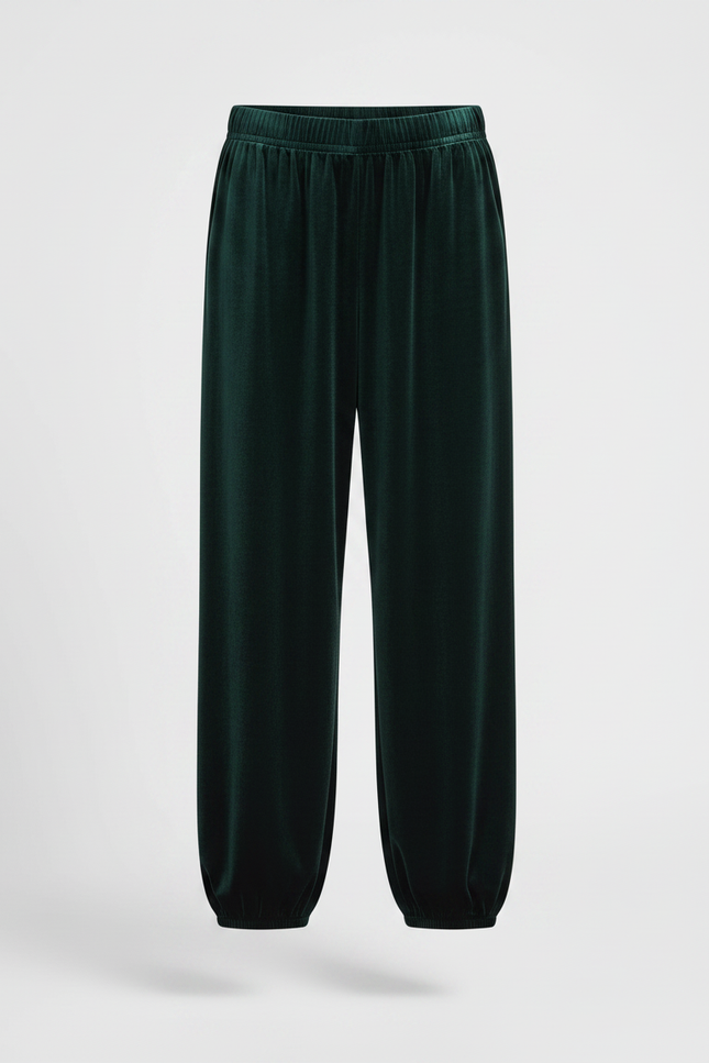 Pantalon Chinois Velours Vert Ample Élastique Enfant - vue 3