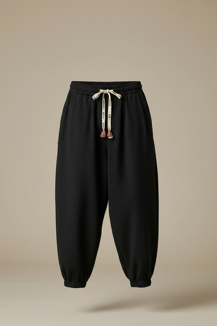 Pantalon Chinois Noir Ample Hiver Décontracté Homme - Molleton - vue 3