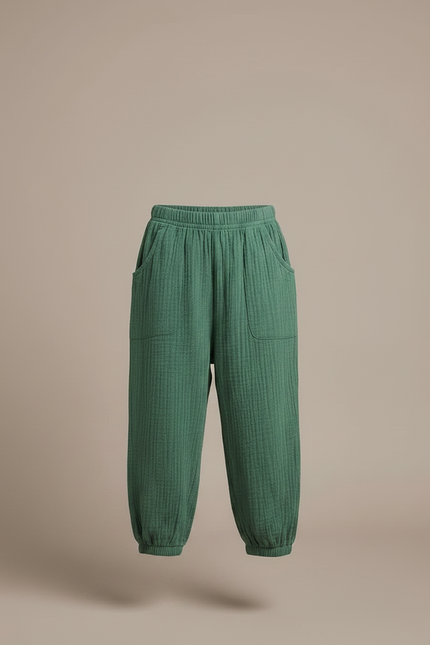 Pantalon Chinois Vert Coton Ample Enfant - vue 3