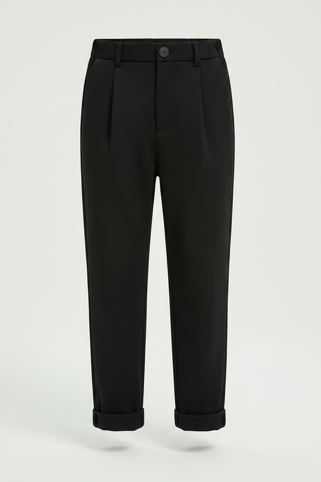 Pantalon Chinois Noir Plissé Décontracté Garçon Coton - Gabardine - vue 3