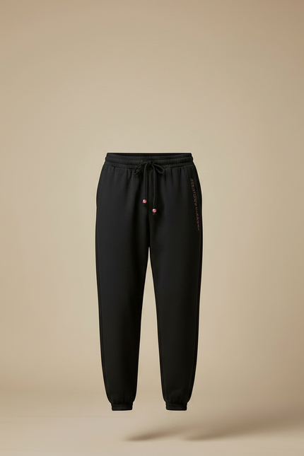 Pantalon Chinois Noir Ample Cordon Décontracté Jogging - Molleton - vue 3