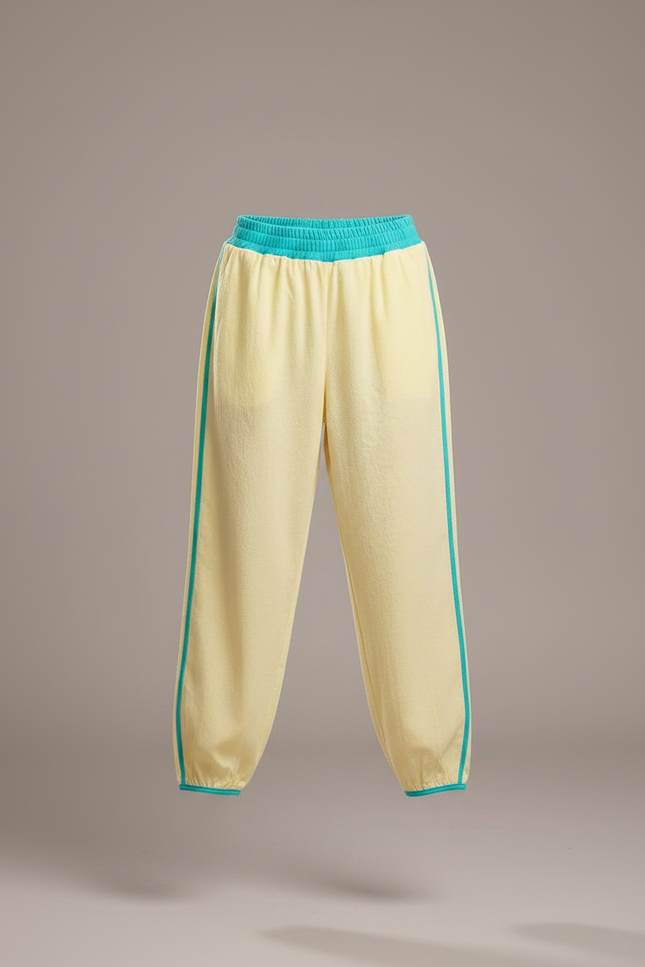 Pantalon Chinois Jaune Ample Viscose Unisexe Décontracté - vue 3