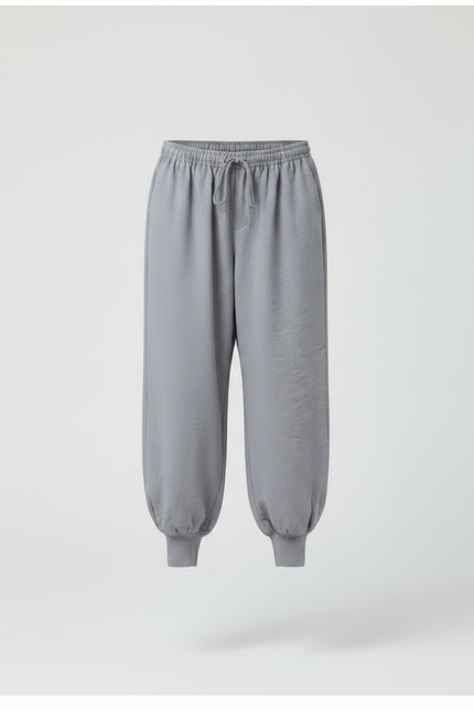 Pantalon Chinois Fille Sarouel Lin - Gris - vue 3