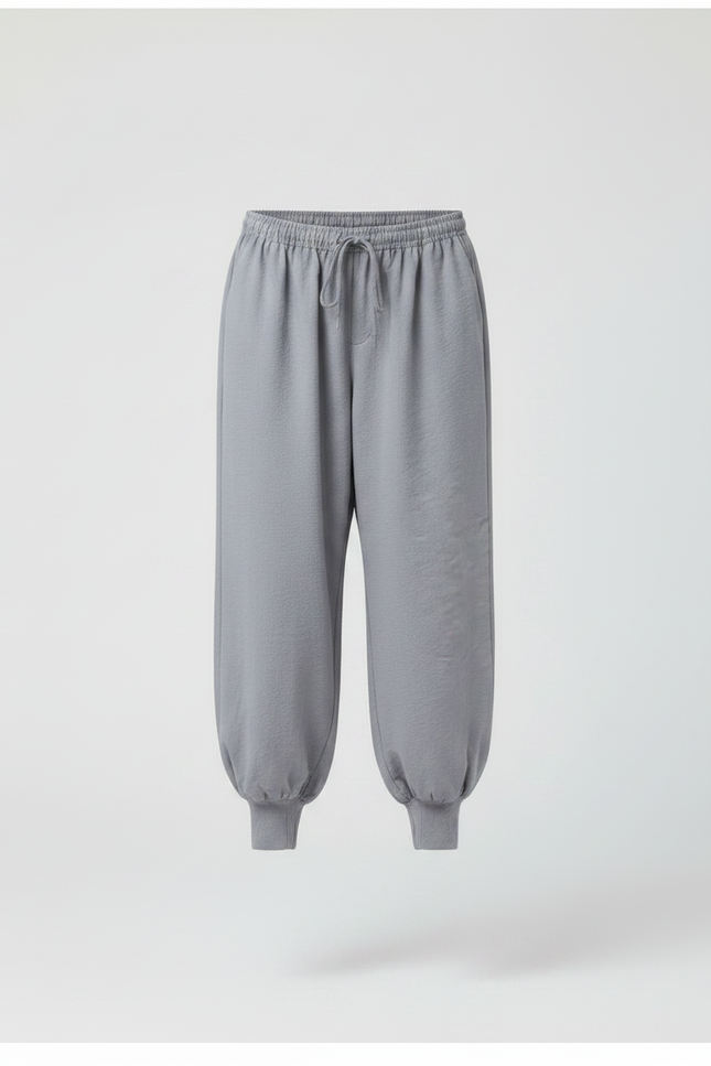 Pantalon Chinois Fille Sarouel Lin - Gris - vue 3