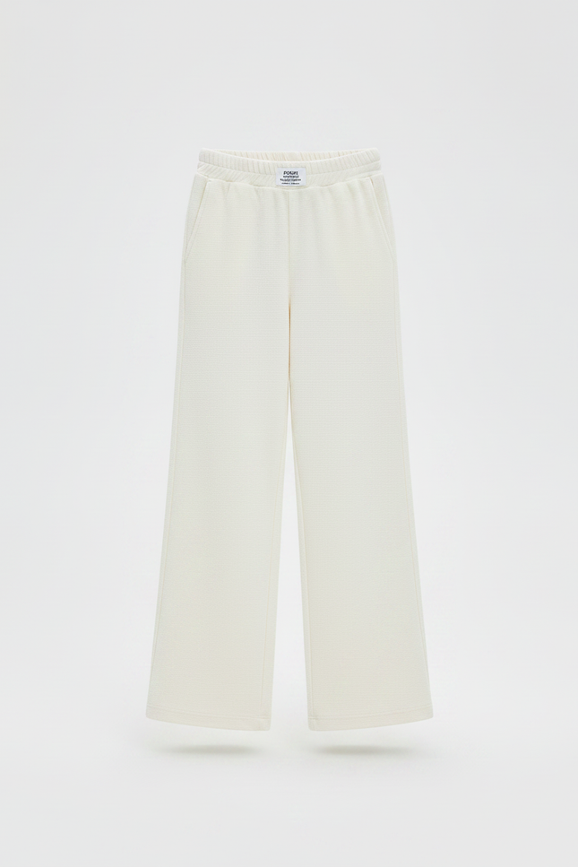 Pantalon Chinois Crème Ample Confortable Fille - Beige Molleton - vue 3