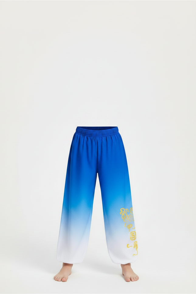 Pantalon Chinois Dégradé Bleu Blanc Ample Enfant Doré - Multicolore Polyester - vue 3