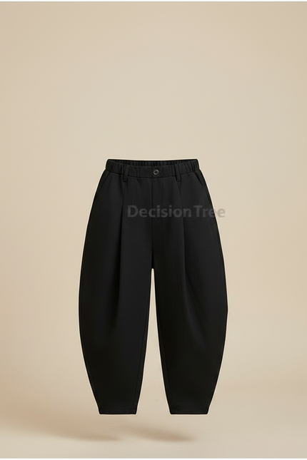 Pantalon Chinois Noir Ample Plissé Décontracté Garçon - Gabardine - vue 3