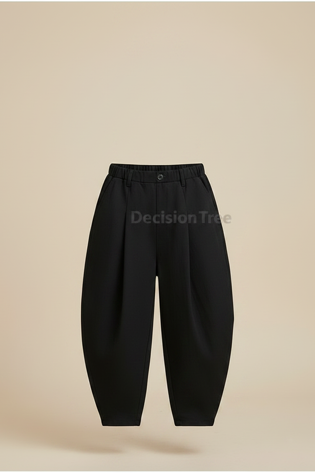 Pantalon Chinois Noir Ample Plissé Décontracté Garçon - Gabardine - vue 3