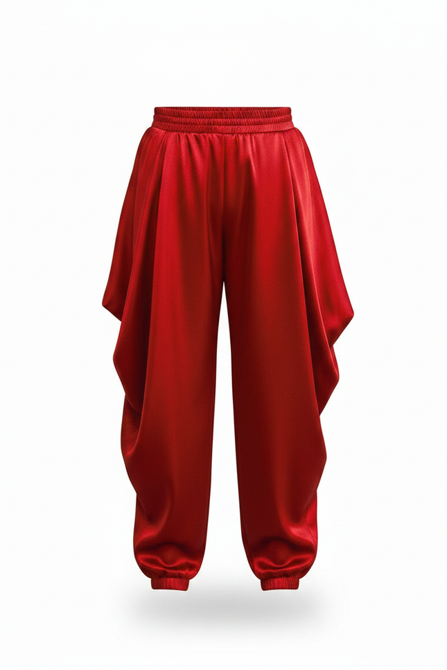 Pantalon Chinois Rouge Satiné Ample Harem Garçon - vue 3