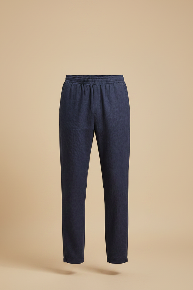 Pantalon Chinois Bleu Marine Ample Lin Confortable Homme - vue 3