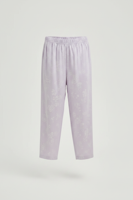 Pantalon Chinois Lilas Ample Imprimé Floral Doux - Violet Viscose - vue 3