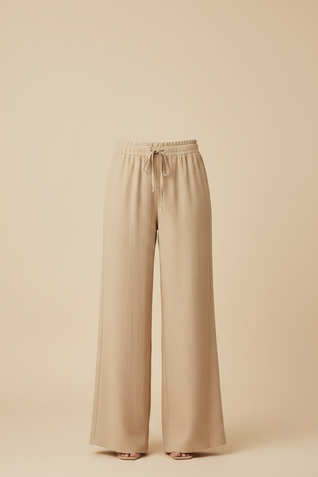 Pantalon Chinois Beige Fluide Ample Texturé Femme - Maille - vue 3