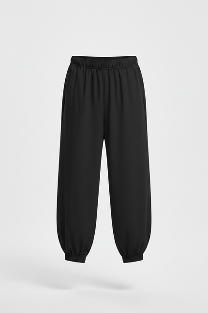 Pantalon Chinois Noir Ample Élastique Enfant Sportif - Polyester - vue 3