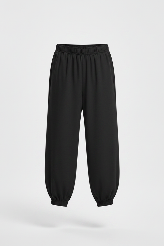 Pantalon Chinois Noir Ample Élastique Enfant Sportif - Polyester - vue 3