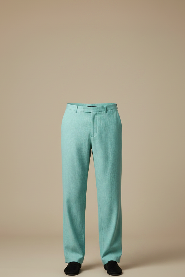 Pantalon Chinois Vert Clair Droit Lin Homme - vue 3