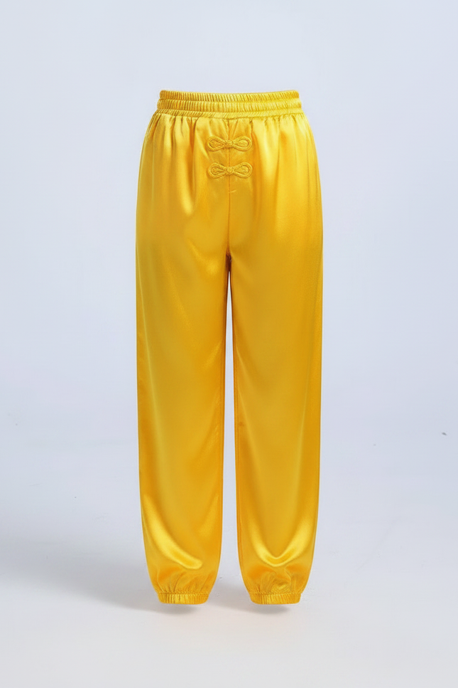 Pantalon Chinois Jaune Satiné Souple Wushu Enfant - vue 3