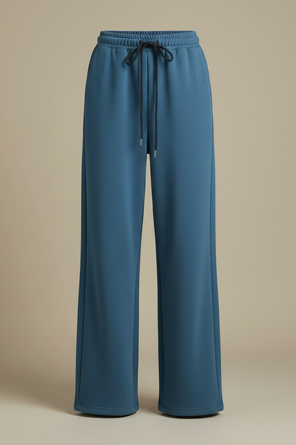 Pantalon Chinois Bleu Ample Fluide Décontracté Femme - Molleton - vue 3