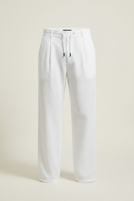 Pantalon Chinois Blanc Coton Ample Cordon Décontracté Homme - vue 3