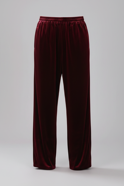 Pantalon Chinois Velours Bordeaux Ample Élastiqué Homme - vue 3