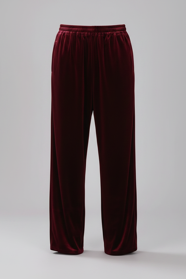 Pantalon Chinois Velours Bordeaux Ample Élastiqué Homme - vue 3