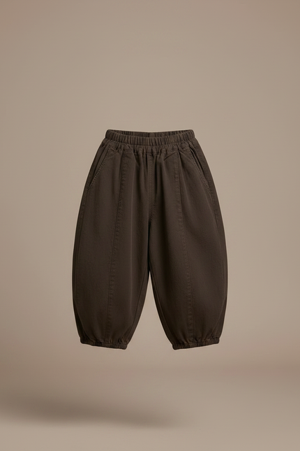 Pantalon Chinois Marron Ample Coton Élastique Garçon - Toile - vue 3