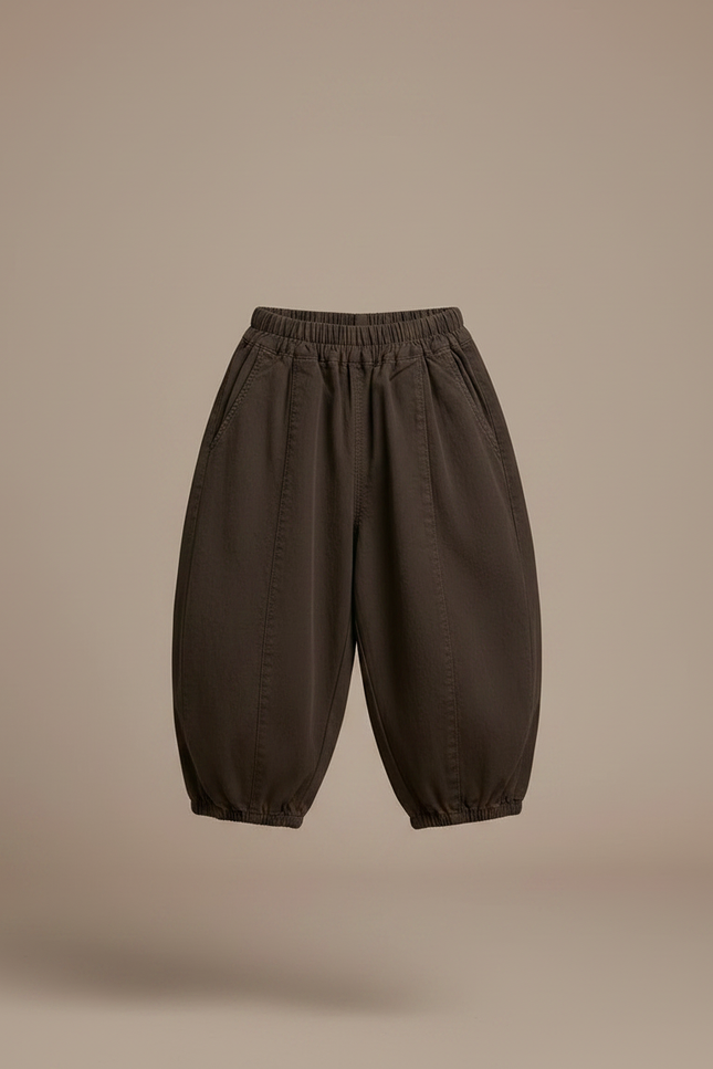 Pantalon Chinois Marron Ample Coton Élastique Garçon - Toile - vue 3