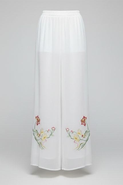 Pantalon Chinois Fendu - Blanc Soie - vue 3