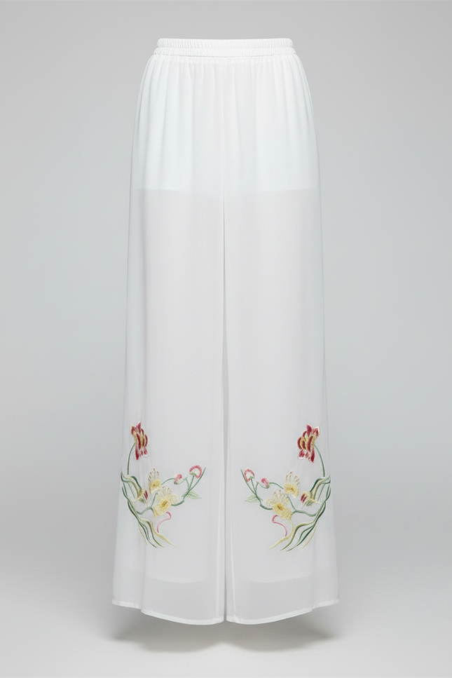 Pantalon Chinois Fendu - Blanc Soie - vue 3