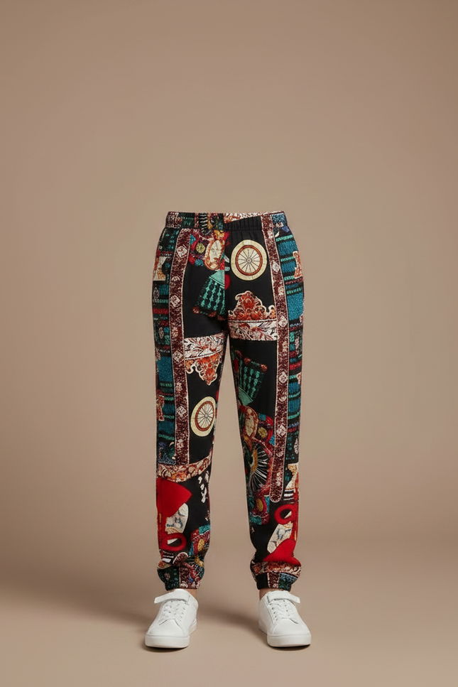 Pantalon Chinois Noir Imprimé Soyeux Ample Enfant - Soie - vue 3