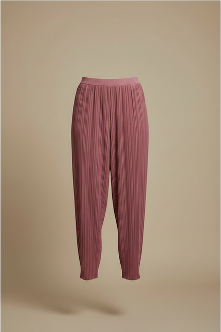 Pantalon Chinois Rose Plissé Ample Décontracté - Polyester - vue 3