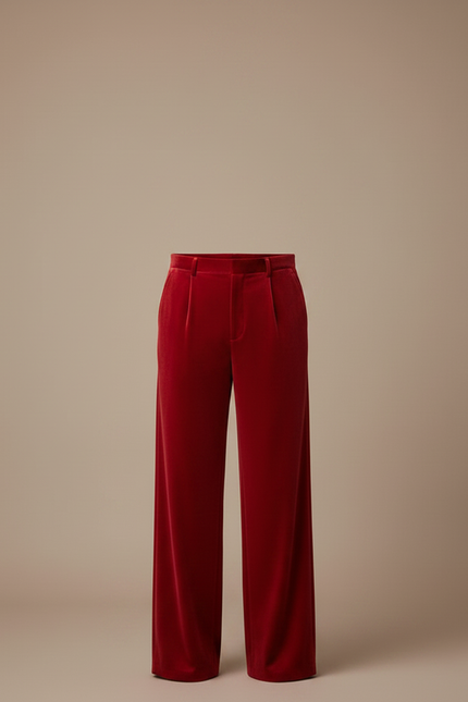 Pantalon Chinois Rouge Velours Ample Élégant Homme - vue 3