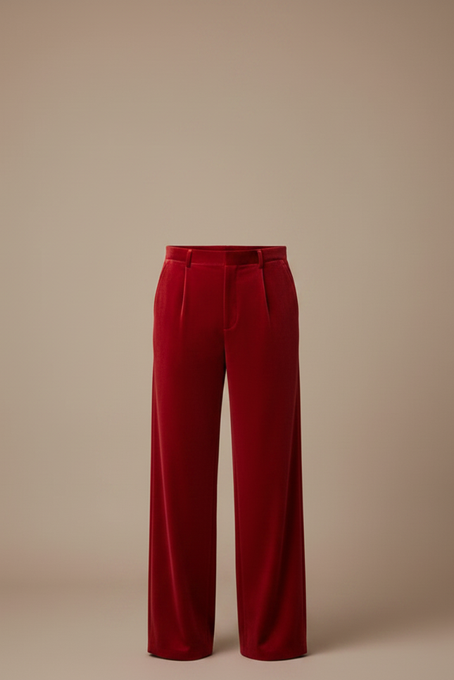 Pantalon Chinois Rouge Velours Ample Élégant Homme - vue 3