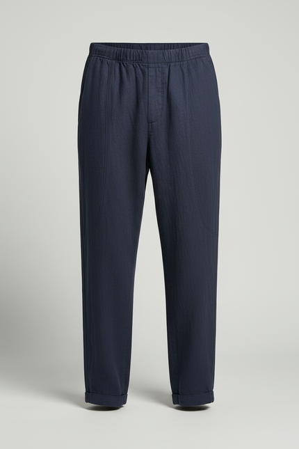 Pantalon Chinois Bleu Marine Lin Harem Confortable Homme - vue 3