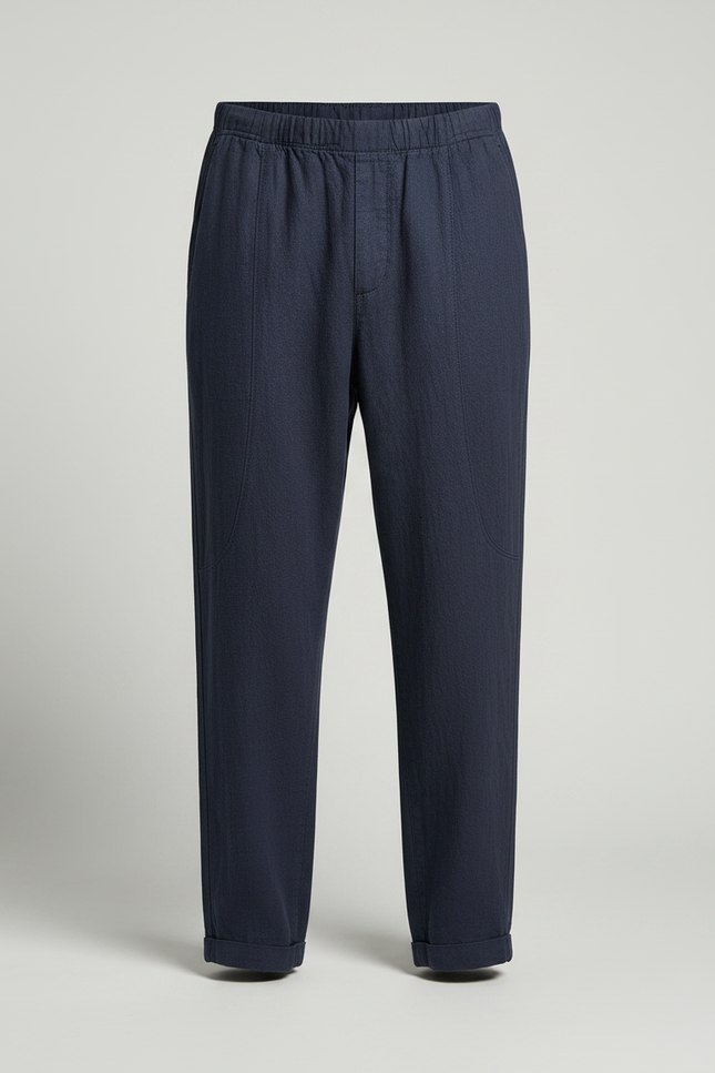 Pantalon Chinois Bleu Marine Lin Harem Confortable Homme - vue 3