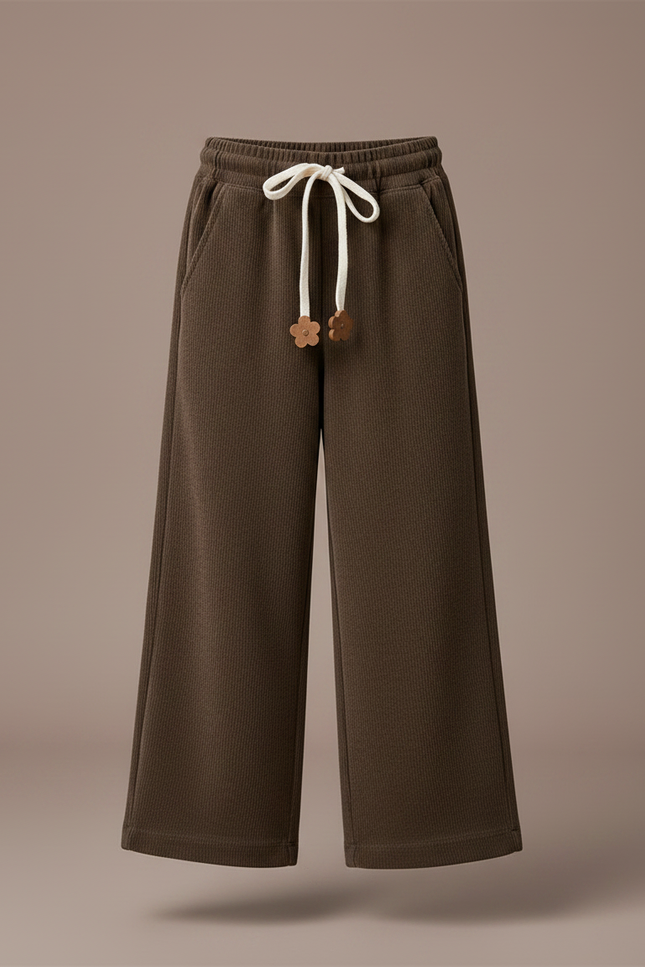 Pantalon Chinois Marron Côtelé Ample Décontracté Fille - Cordé - vue 3