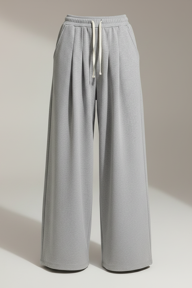 Pantalon Chinois Gris Ample Fluide Décontracté Femme - Molleton - vue 3