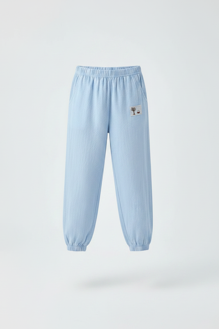 Pantalon Chinois Bleu Ciel Coton Lin Ample Enfant - vue 3