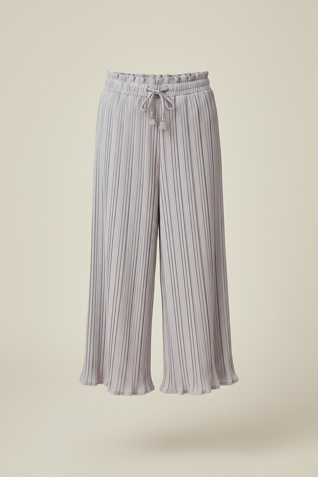 Pantalon Chinois Plissé Gris Ample Fluide Décontracté Enfant - Polyester - vue 3