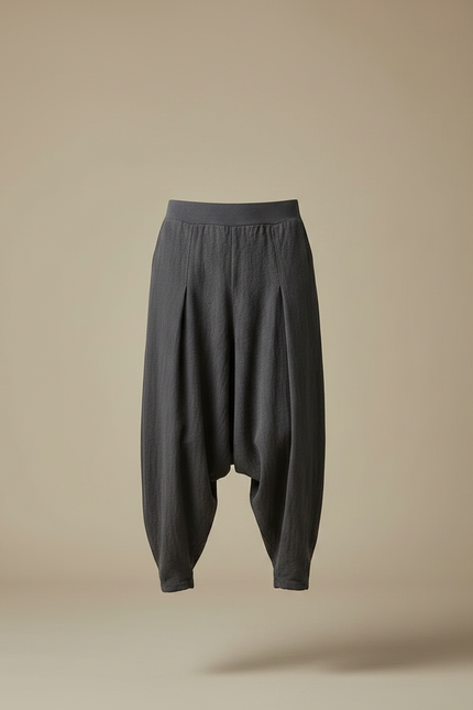 Pantalon Chinois Gris Lin Ample Confortable Homme - vue 3
