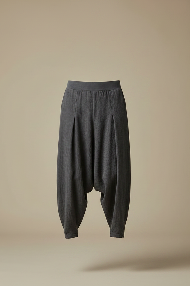 Pantalon Chinois Gris Lin Ample Confortable Homme - vue 3