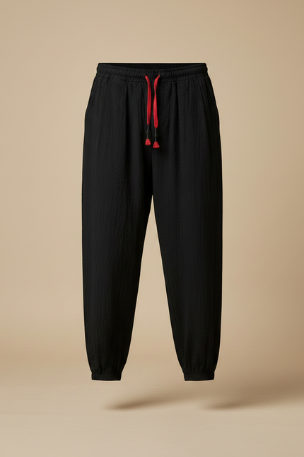 Pantalon Chinois Homme Noir Sarouel - Lin - vue 3
