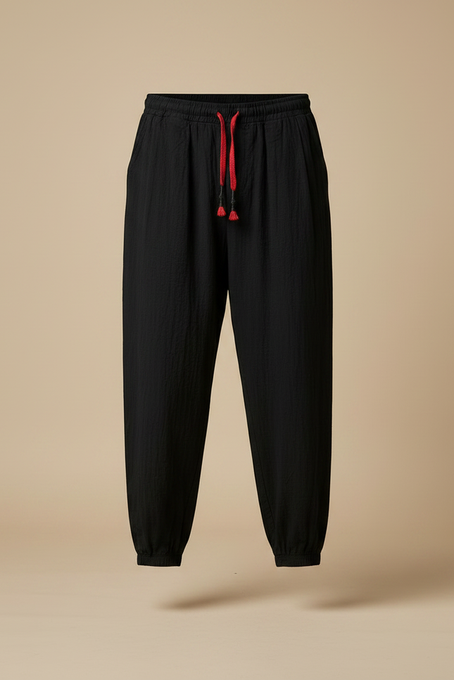 Pantalon Chinois Homme Noir Sarouel - Lin - vue 3