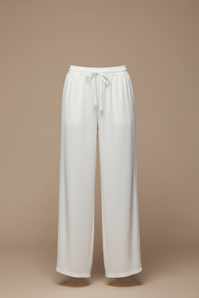 Pantalon Chinois Blanc Fluide Ample Cordon Confortable - Viscose - vue 3