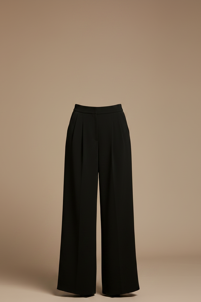 Pantalon Chinois Noir Ample Plissé Fluide Femme - Viscose - vue 3