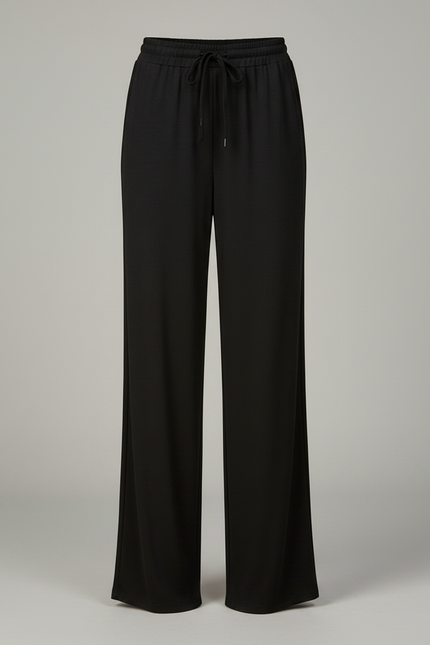 Pantalon Chinois Noir Fluide Ample Droit Élégant Femme - Viscose - vue 3