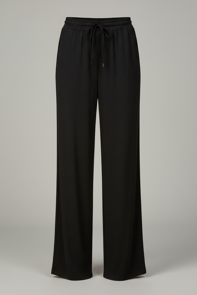 Pantalon Chinois Noir Fluide Ample Droit Élégant Femme - Viscose - vue 3