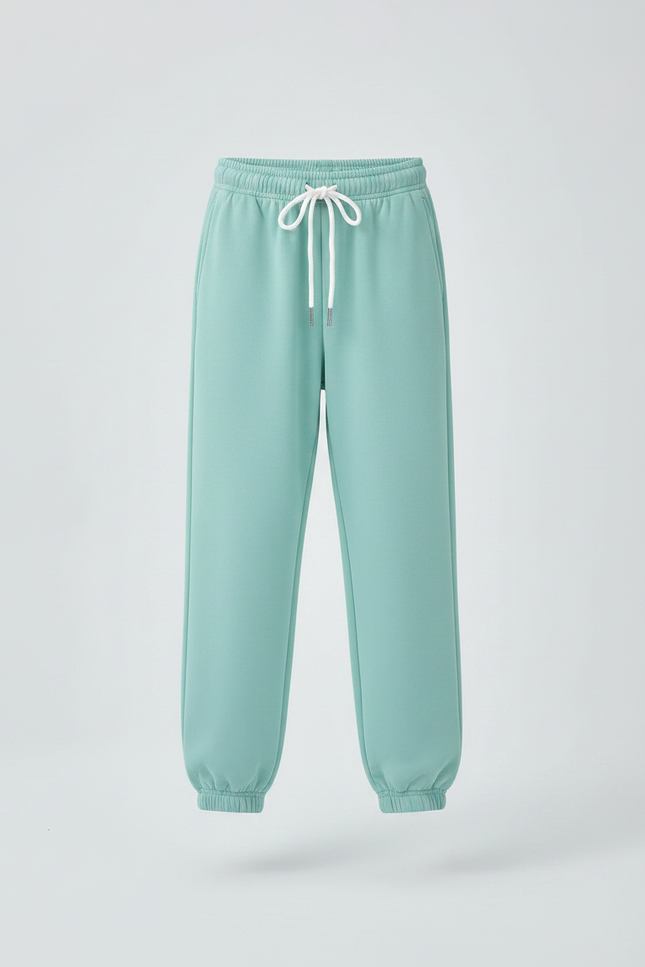 Pantalon Chinois Vert Menthe Ample Cordon Décontracté - Molleton - vue 3