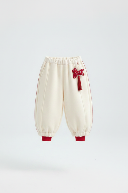 Pantalon Chinois Crème Ample Velours Doux Hiver Enfant - Beige - vue 3