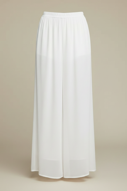 Pantalon Chinois Blanc Chiffon Ample Fluide Femme - Polyester - vue 3